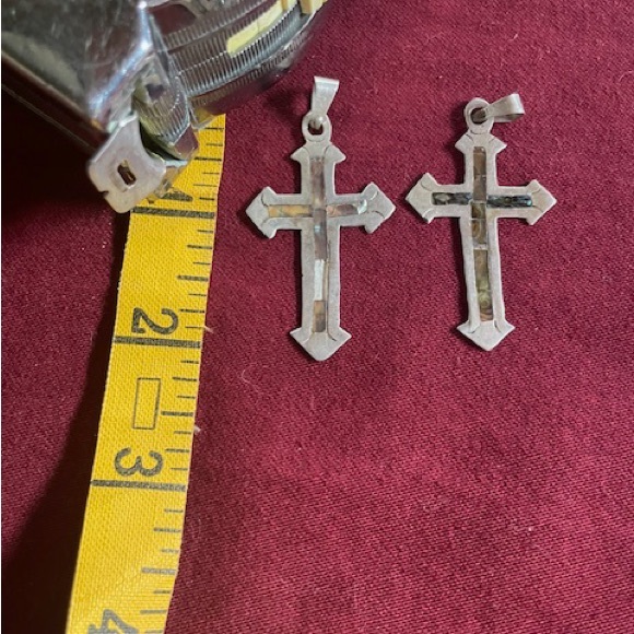 2 Vintage Mexican Sterling Silver Cross Pendants - Picture 4 of 6